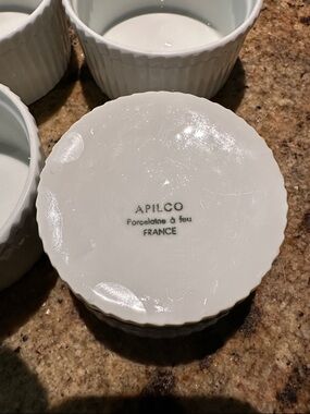 Set of 5 Apilco Porcelain Ramekins.
